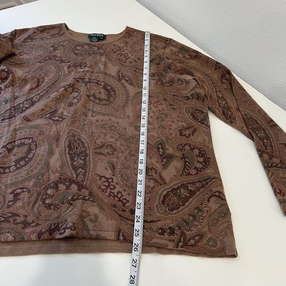 Vintage Lauren Ralph Lauren Women’s Paisley Long Sleeve Top 3XL Academia Preppy - Picture 6 of 6